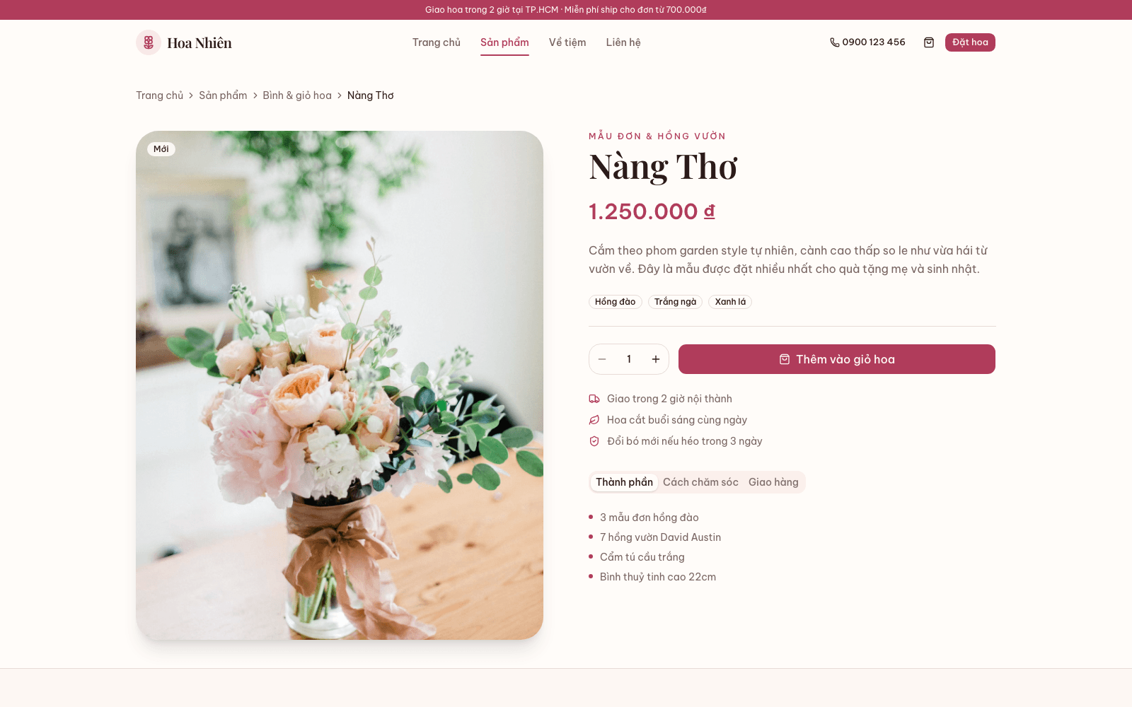 Trang chi tiết một mẫu hoa