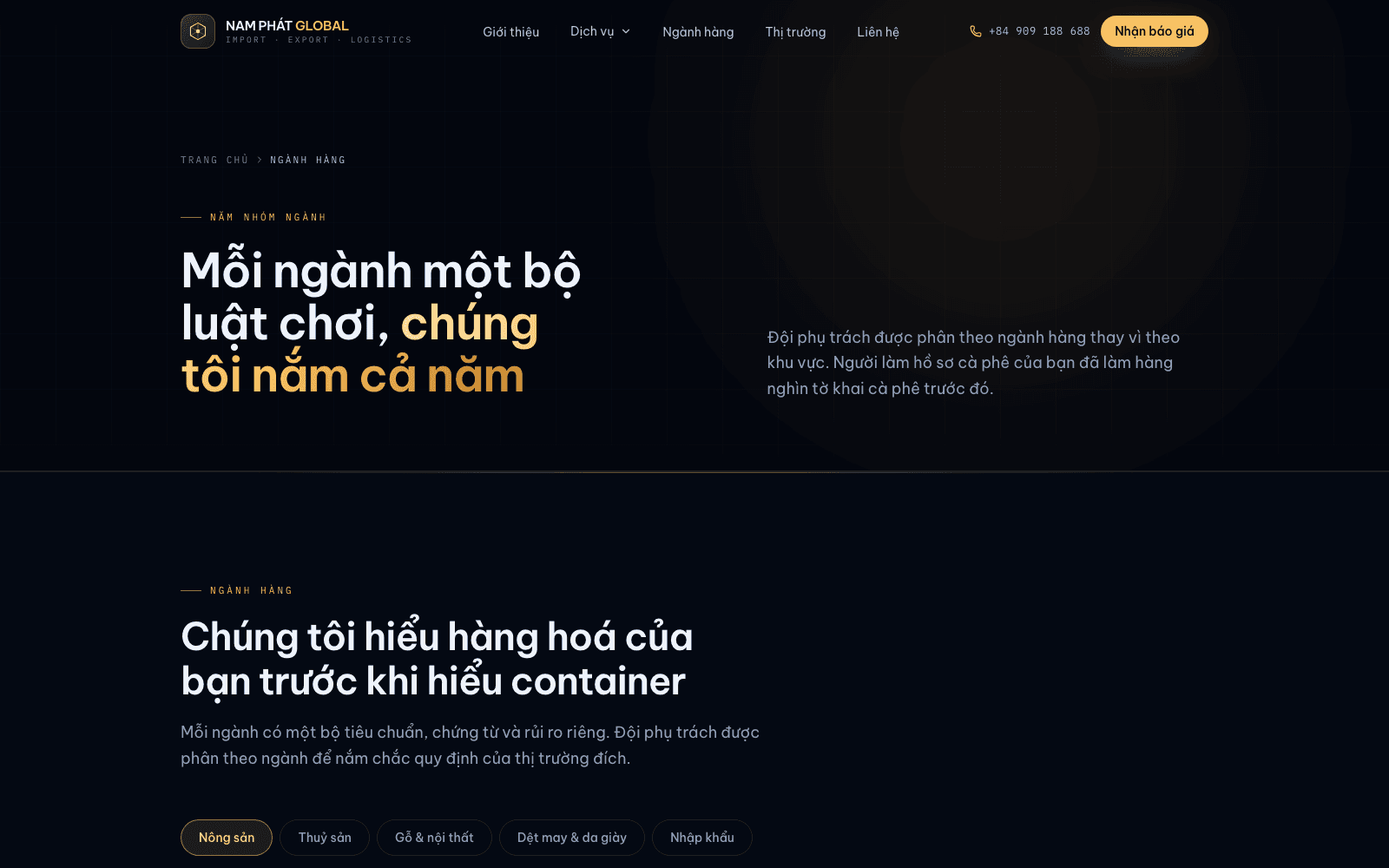 Trang ngành hàng, đội ngũ chia theo mặt hàng chứ không theo khu vực