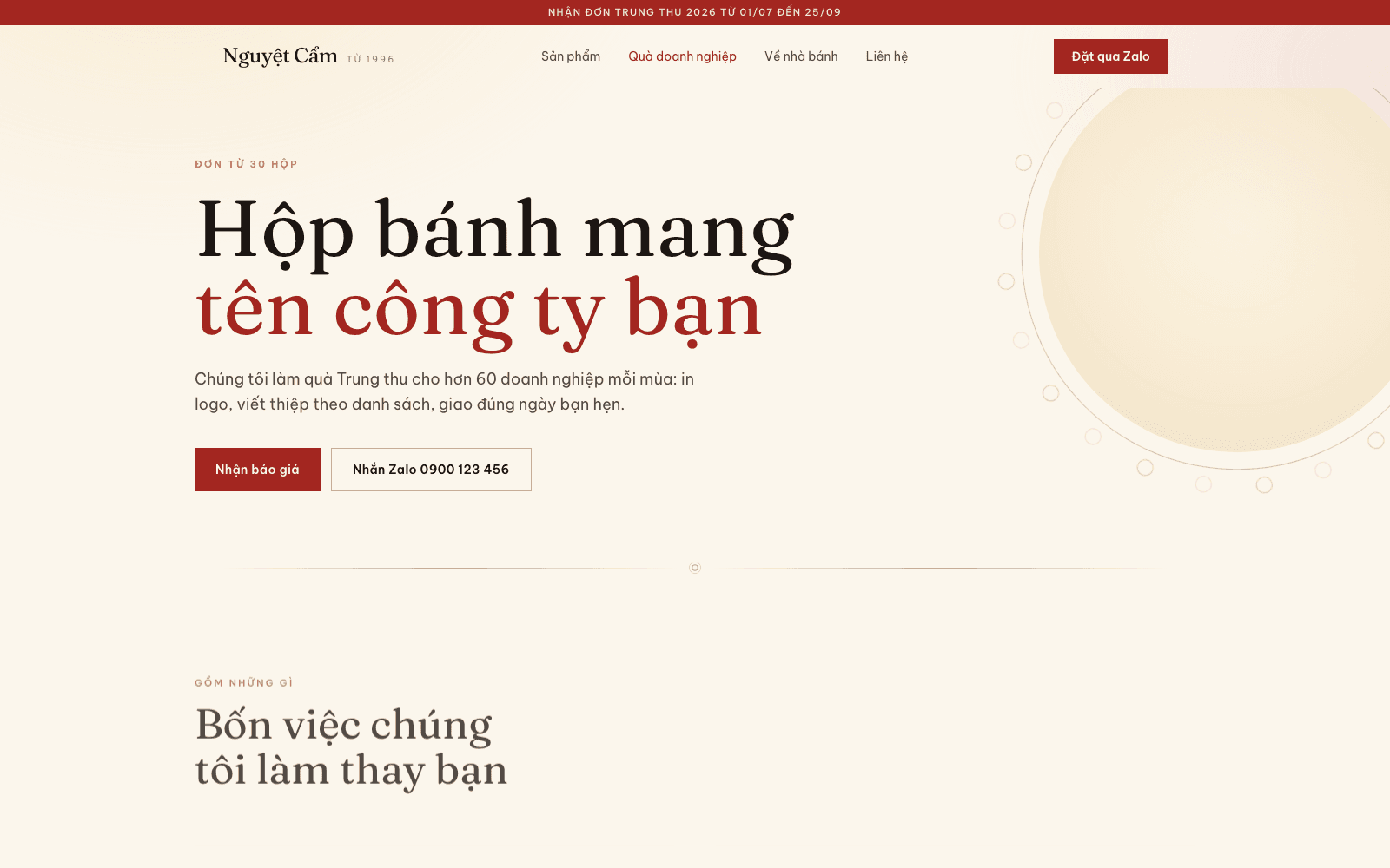 Trang quà tặng doanh nghiệp với chiết khấu theo số lượng từ 30 hộp