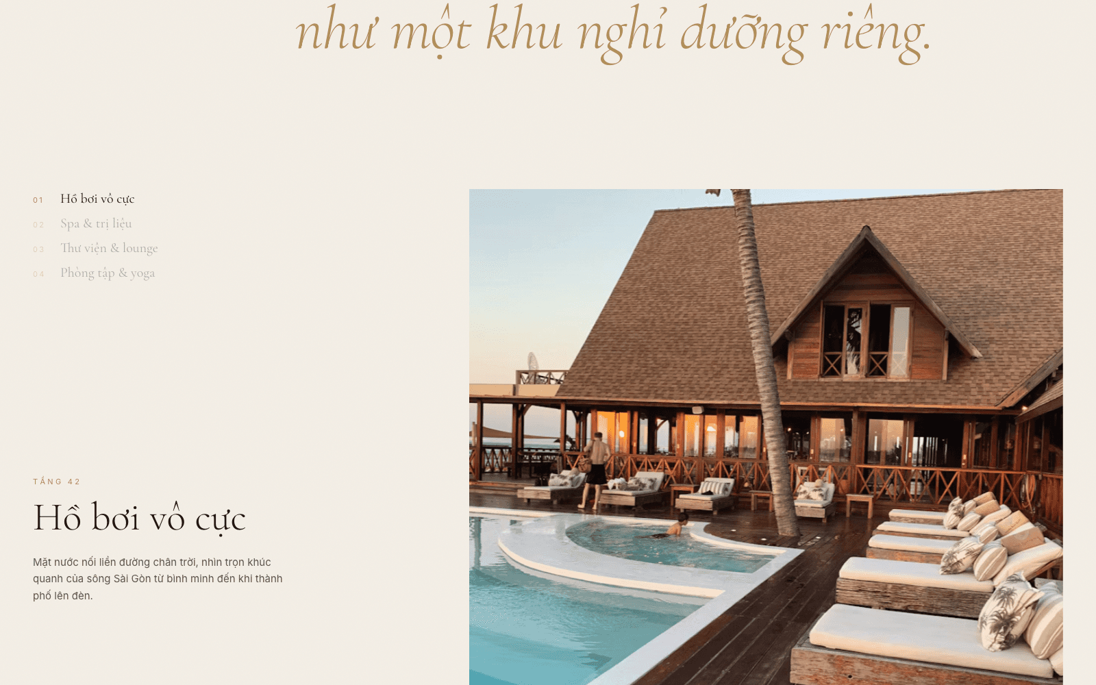 Mục tiện ích đang ghim, hiển thị hồ bơi vô cực