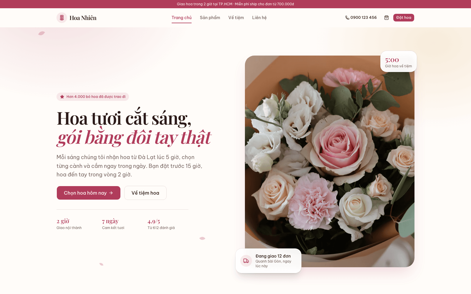 Hoa Nhiên — Mẫu website tiệm hoa tươi
