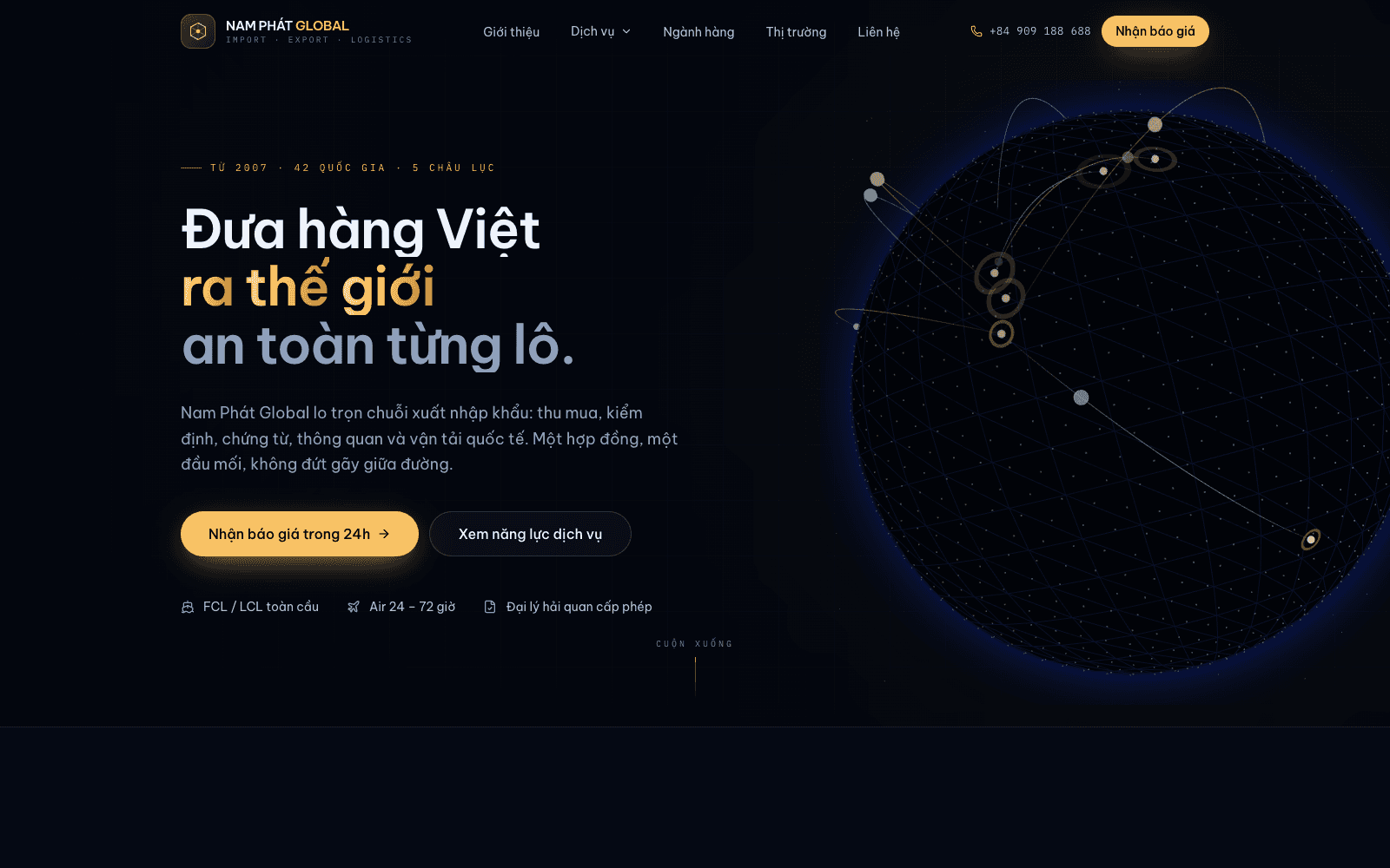 Nam Phát Global — Mẫu website xuất nhập khẩu