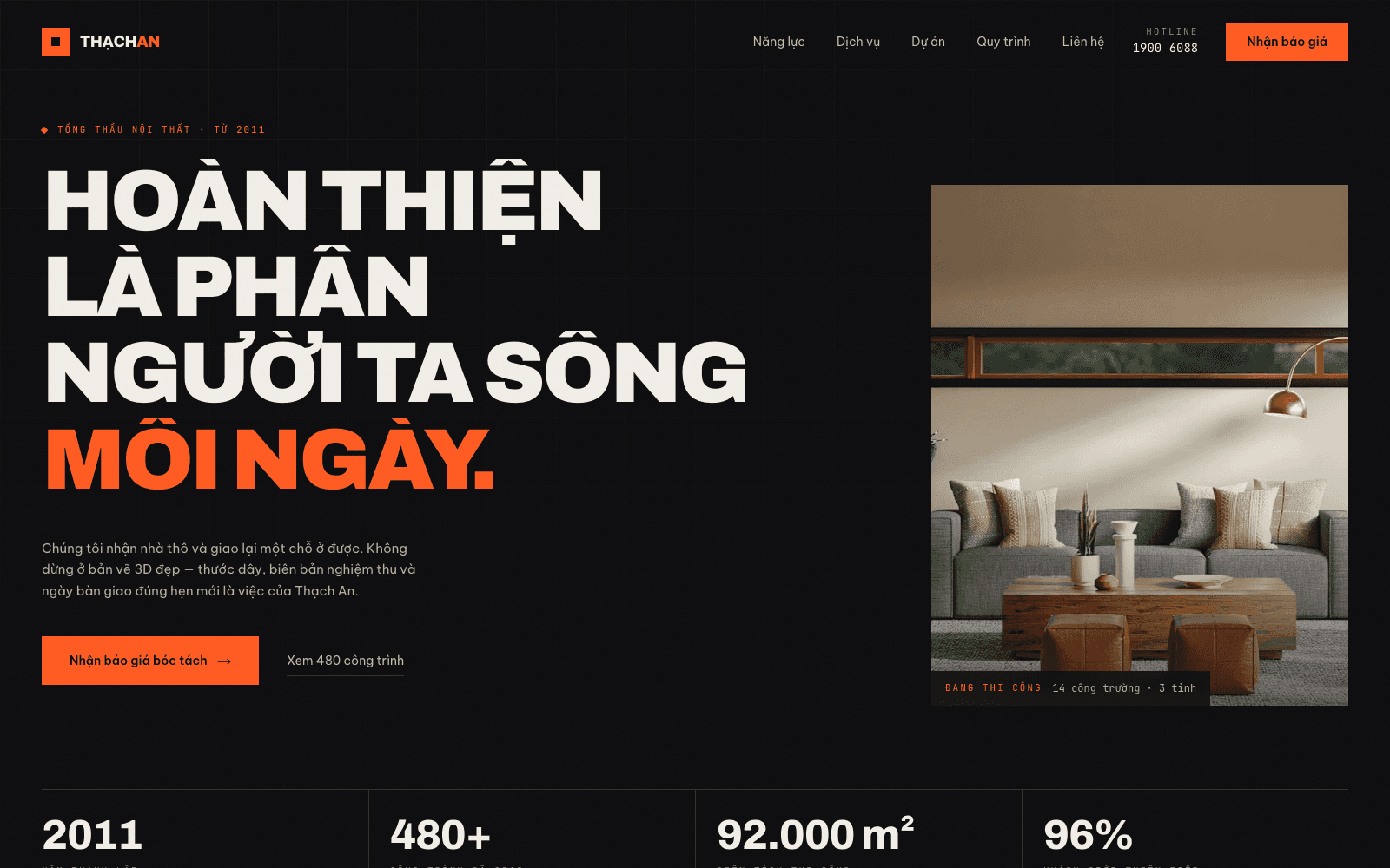 Thạch An — Mẫu website xây dựng & nội thất