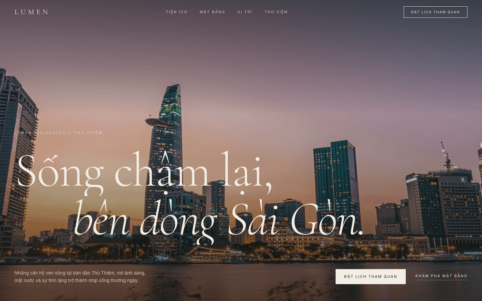 LUMEN Residences — Mẫu landing page căn hộ cao cấp